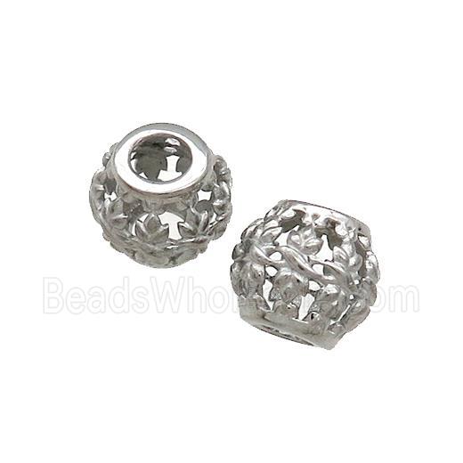Raw Titanium Steel Round Beads Large Hole Hollow