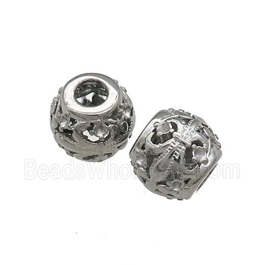 Raw Titanium Steel Round Beads Large Hole Hollow