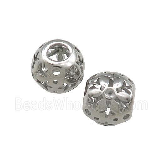 Raw Titanium Steel Round Beads Large Hole Hollow