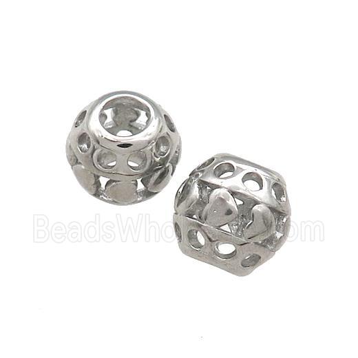 Raw Titanium Steel Round Beads Large Hole Hollow