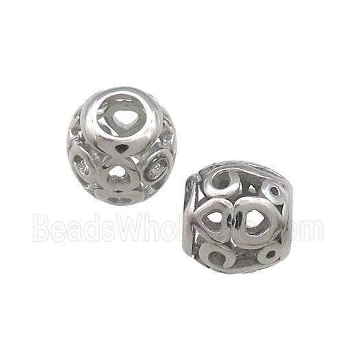Raw Titanium Steel Round Beads Large Hole Hollow