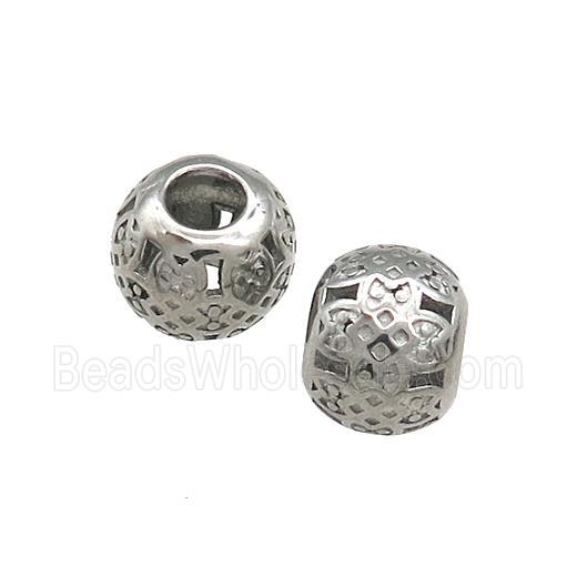 Raw Titanium Steel Round Beads Large Hole Hollow