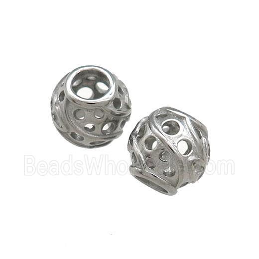 Raw Titanium Steel Barrel Beads Large Hole Hollow