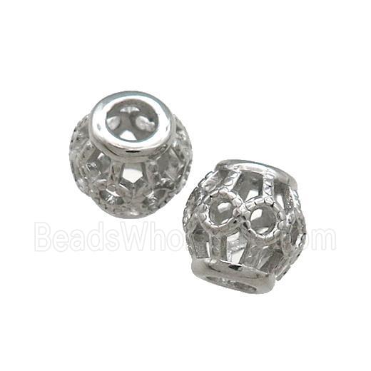 Raw Titanium Steel Round Beads Large Hole Hollow