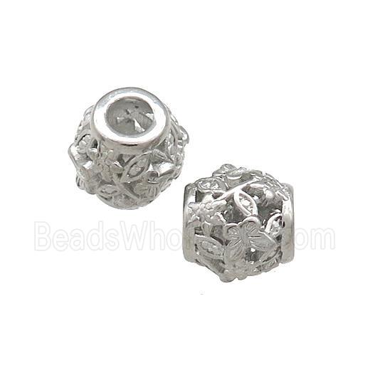 Raw Titanium Steel Round Beads Large Hole Hollow