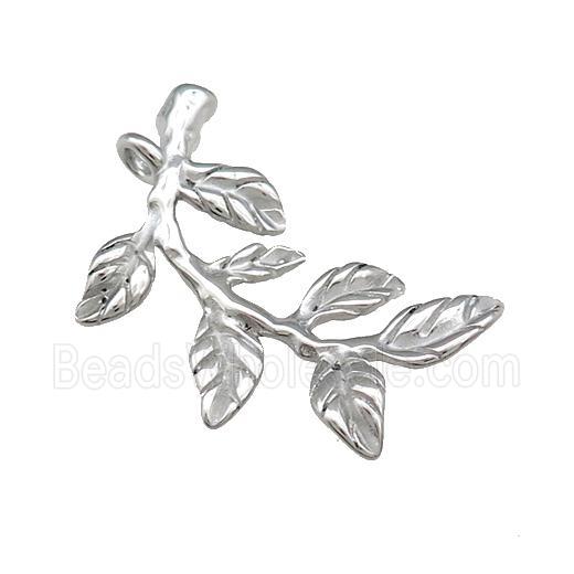 Raw Stainless Steel Leaf Pendant Branch