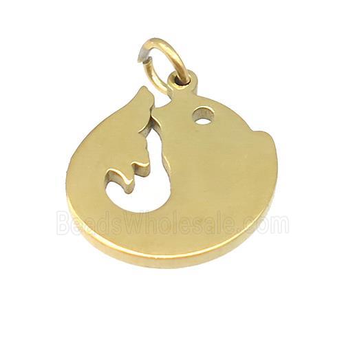 Dolphin Charms Stainless Steel Pendant Gold Plated