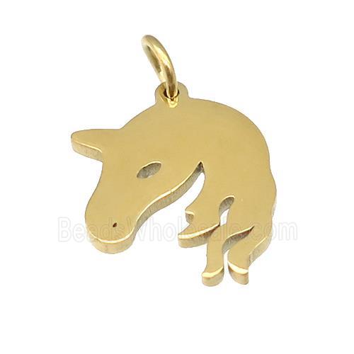 Horse Charms Stainless Steel Pendant Gold Plated