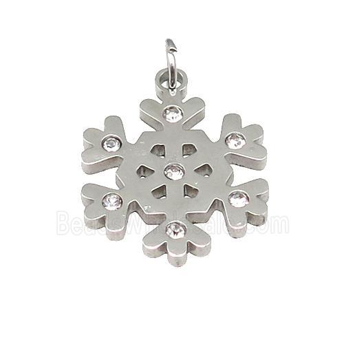 Christmas Snowflake Charms Row Stainless Steel Pendant Pave Rhinestone
