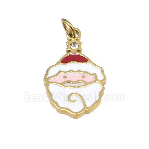 Christmas Santa Claus Stainless Steel Pendant Multicolor Enamel Gold Plated