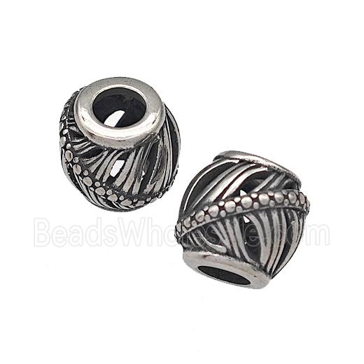 316 Stainless Steel Barrel Beads Hollow Large Hole Antique silver