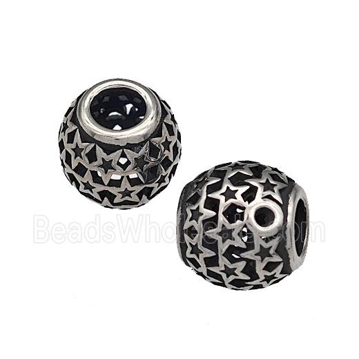 316 Stainless Steel Barrel Beads Hollow Large Hole Antique silver
