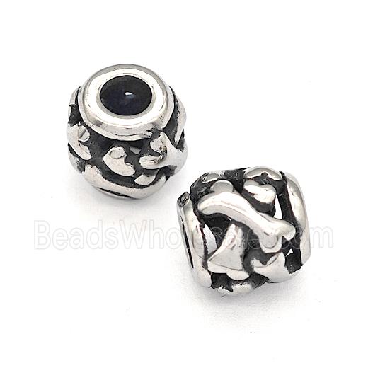 316 Stainless Steel Barrel Beads Hollow Large Hole Antique silver