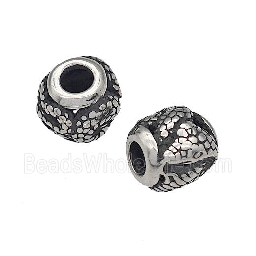 316 Stainless Steel Barrel Beads Snake Hollow Large Hole Antique silver
