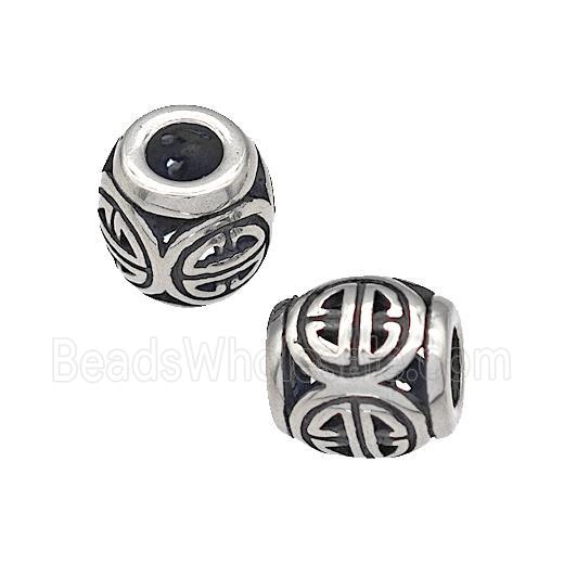 316 Stainless Steel Barrel Beads Hollow Large Hole Antique silver