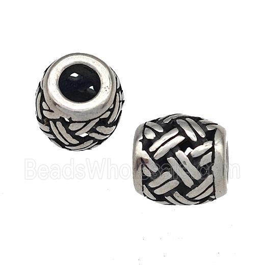 Stainless Steel Barrel Beads Hollow Large Hole Antique Silver