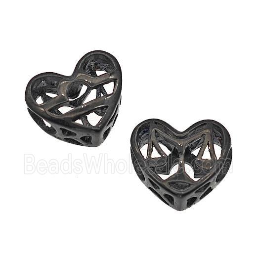 Stainless Steel Heart Beads Zodiac Libra Large Hole Hollow Black Plated