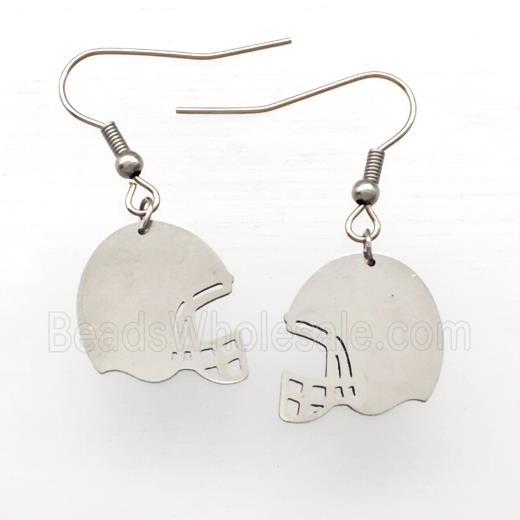 Raw Stainless Steel Hook Earrings Football Helmet Sport Blank