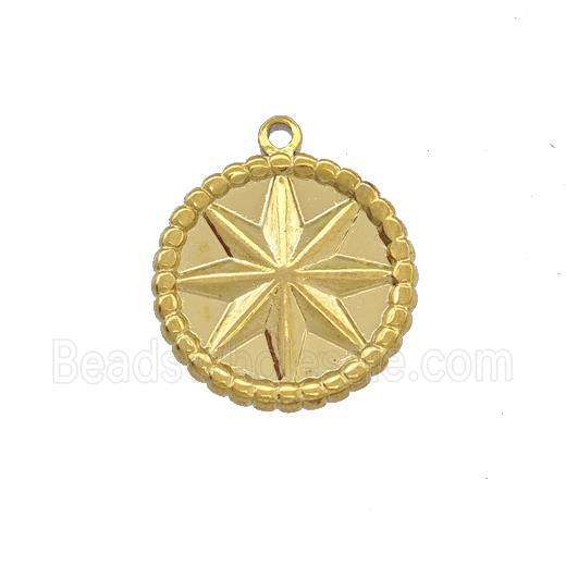 Stainless Steel Compass Pendant Gold Plated