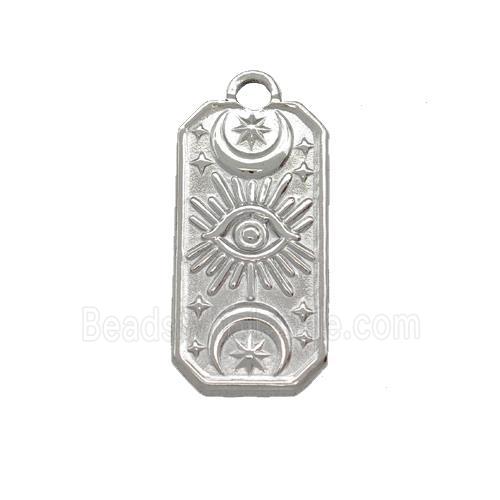 Raw Stainless Steel Eye Charms Pendant Rectangle