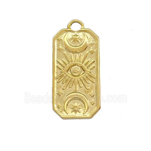 Stainless Steel Eye Charms Pendant Rectangle Gold Plated
