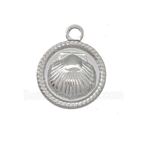 Raw Stainless Steel Sea Shell Pendant Circle