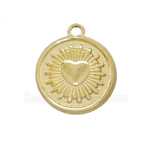 Stainless Steel Heart Pendant Circle Gold Plated
