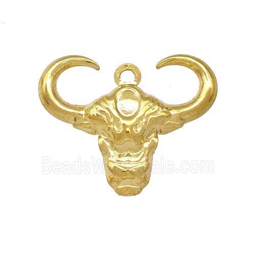 Stainless Steel Bull Head Pendant Cow Gold Plated