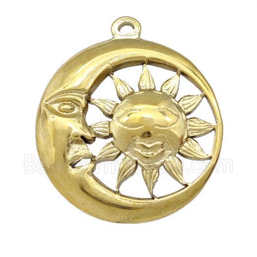 Stainless Steel Sun Moon Charms Pendant Gold Plated