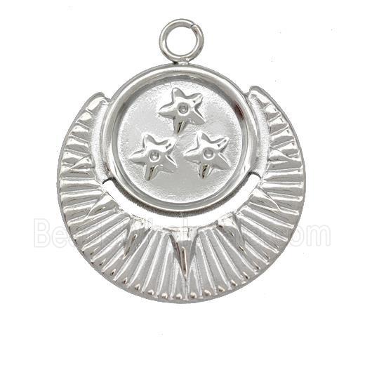 Raw Stainless Steel Moon Star Pendant