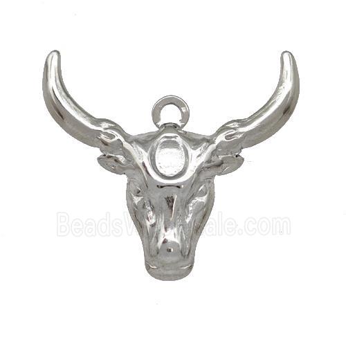 Raw Stainless Steel Bull Head Pendant Cow