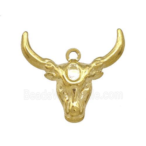 Stainless Steel Bull Head Pendant Cow Gold Plated