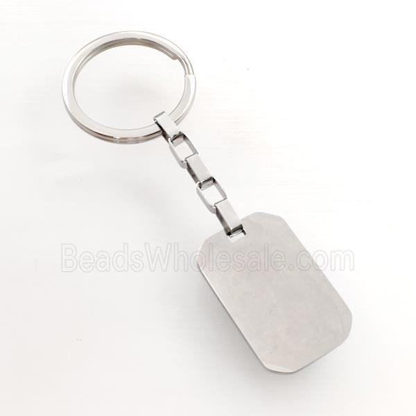 Raw Stainless Steel Key Chain Rectangle Pendant