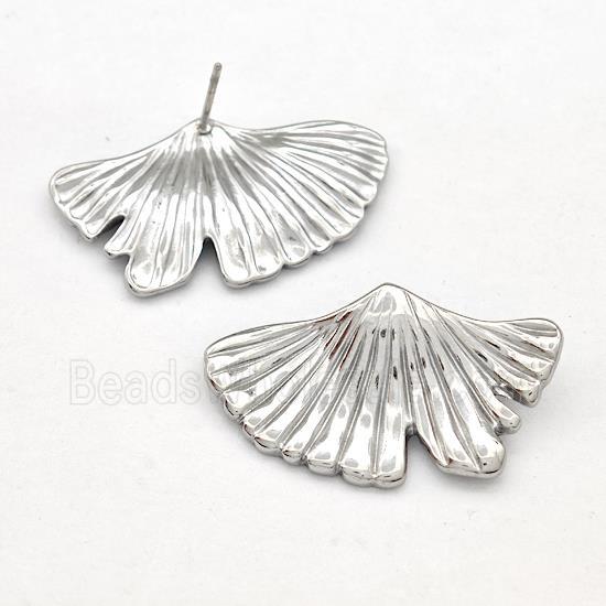 Raw Stainless Steel Stud Earring Leaf
