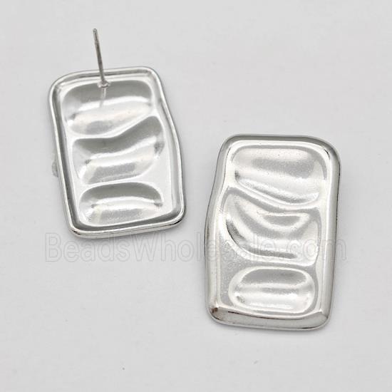 Raw Stainless Steel Stud Earring Rectangle