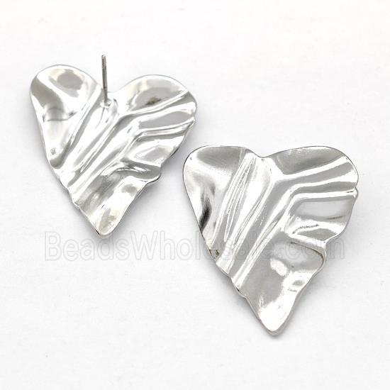 Raw Stainless Steel Heart Stud Earring