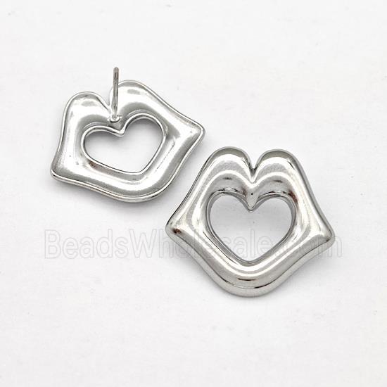 Raw Stainless Steel Stud Earring Lips