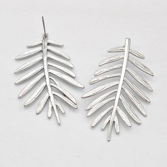 Raw Stainless Steel Stud Earring Feather