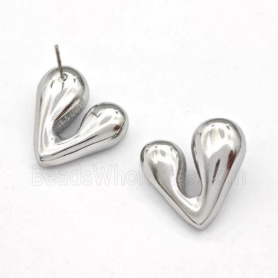 Raw Stainless Steel Heart Stud Earring