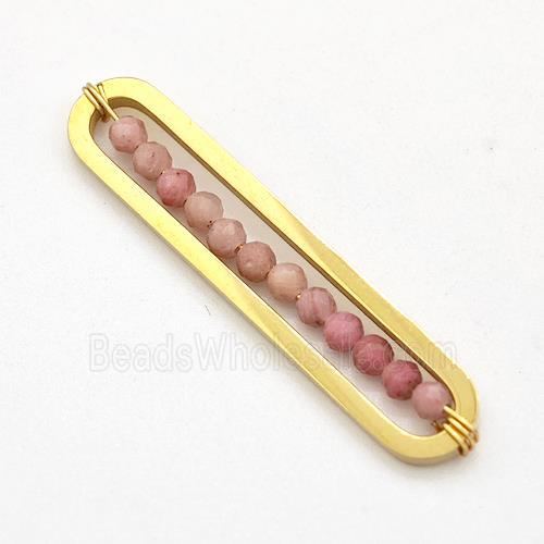 Stainless Steel Pendant With Pink Wooden Jasper Wire Wrapped