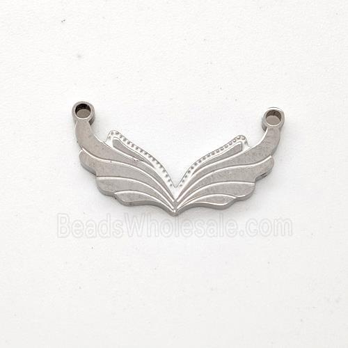 Raw Stainless Steel Angel Wings Pendant 2loops