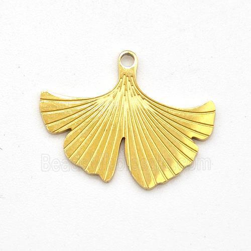 Stainless Steel Ginkgo Leaf Pendant Gold Plated