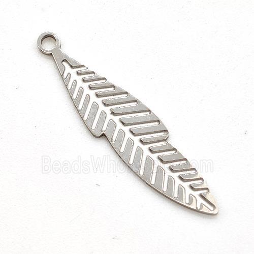 Raw Stainless Steel Leaf Pendant