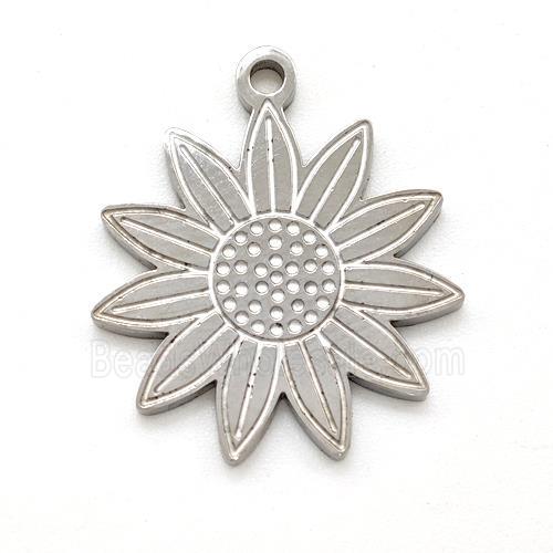 Raw Stainless Steel Sunflower Pendant
