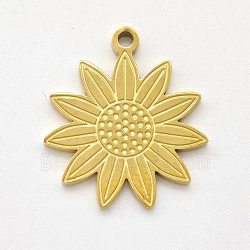 Stainless Steel Sunflower Pendant Gold Plated