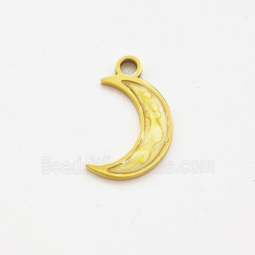 Stainless Steel Moon Pendant Yellow Painted Gold Plated
