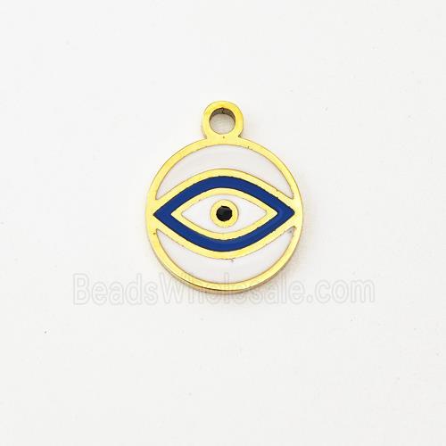 Stainless Steel Evil Eye Pendant Circle Blue Enamel Gold Plated