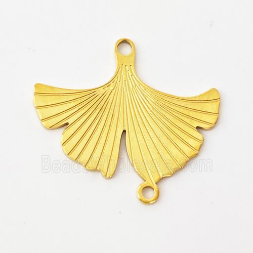 Stainless Steel Ginkgo Leaf Connector Gold Plated