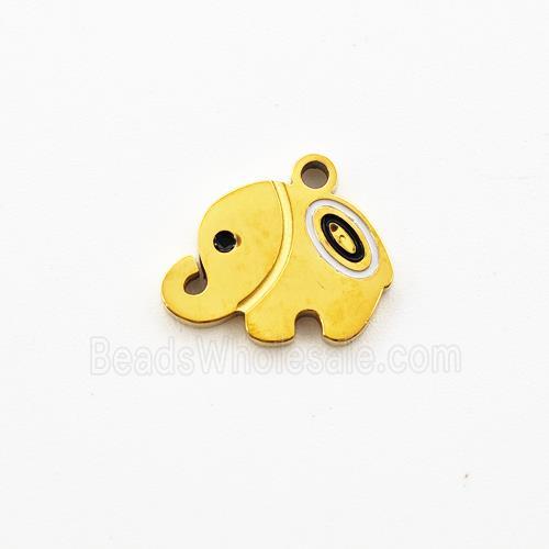 Stainless Steel Elephant Pendant Enamel Gold Plated