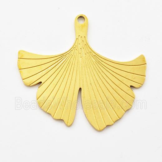 Stainless Steel Pendant Ginkgo Leaf Gold Plated